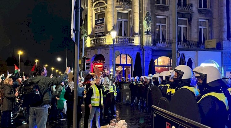 Anvers’te Pro-Filistin eylemciler yasağı deldi: polis TOMA ile müdahale etti